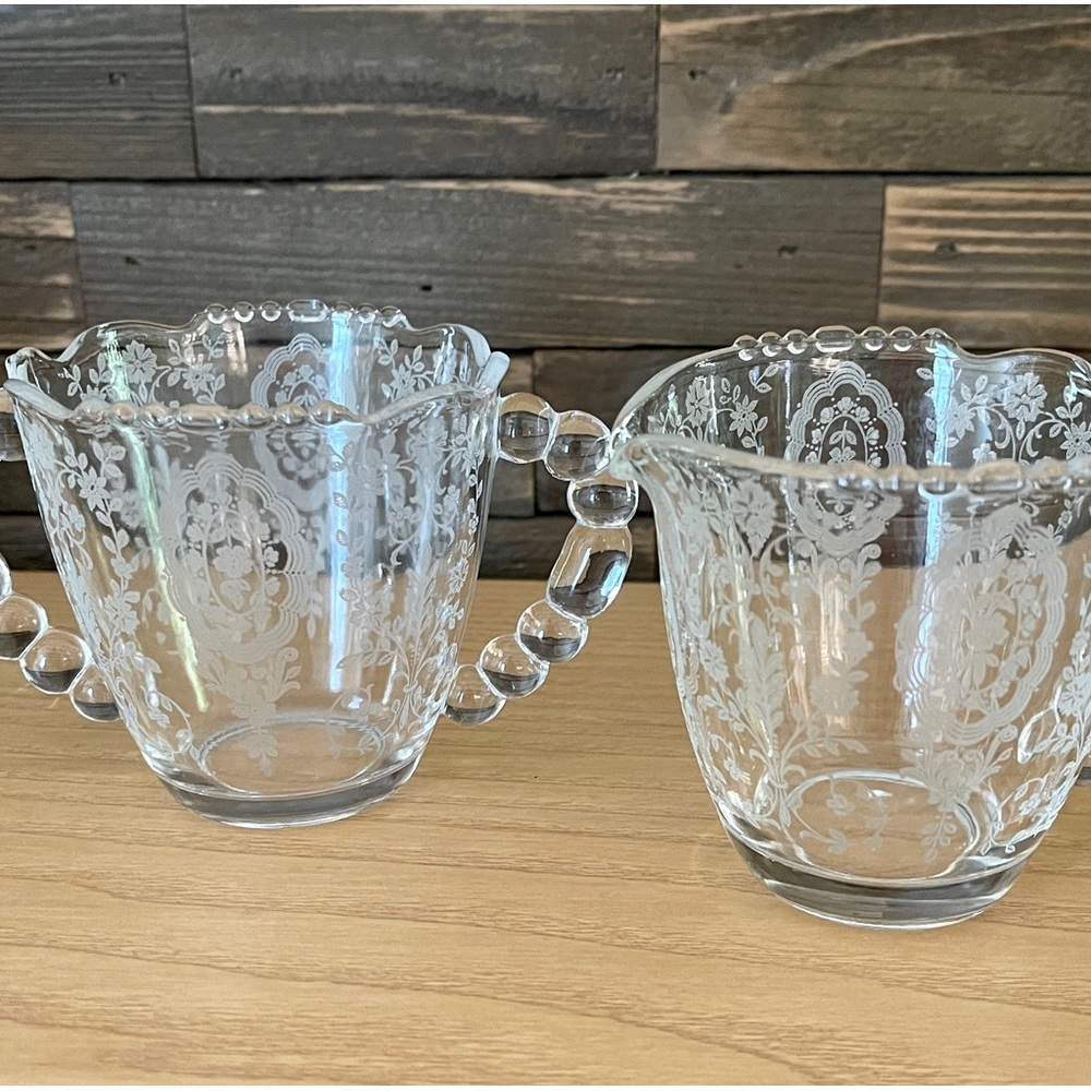 Vintage Tiffin Franciscan June Night Open Sugar Bowl & Creamer Set
